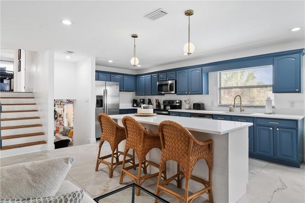 Interior, Kitchen, Pendant Lights, Recessed Lighting, Stainless Steel Appliances