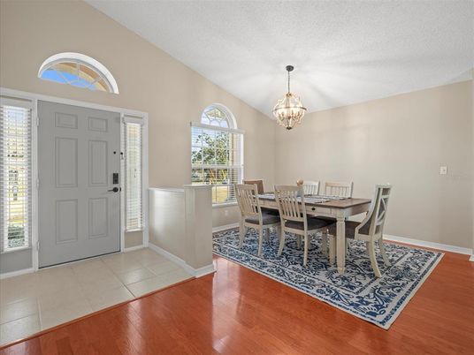 Chandelier, Dining room, Interior, Pendant Lights, Wood Texture Flooring
