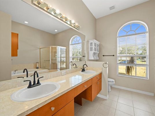 Bathroom, Dual Sink Vanities, Glass Shower, Interior, Recessed Lighting