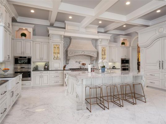 Interior, Kitchen, Marble, Recessed Lighting, Stainless Steel Appliances