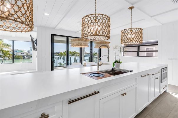 Chandelier, Interior, Kitchen, Pendant Lights, Recessed Lighting, Wood Texture Flooring