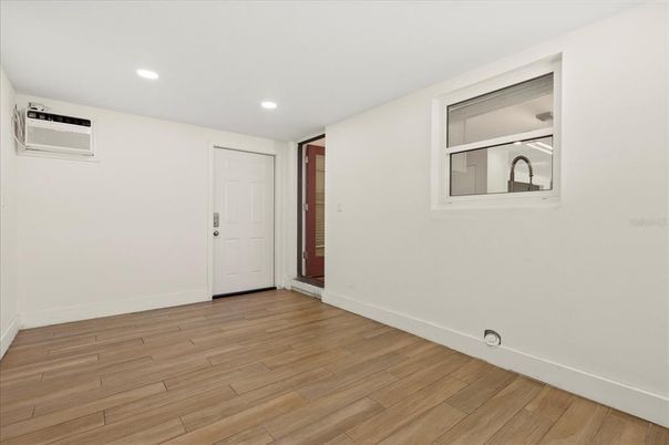 Empty room, Interior, Recessed Lighting, Wood Texture Flooring
