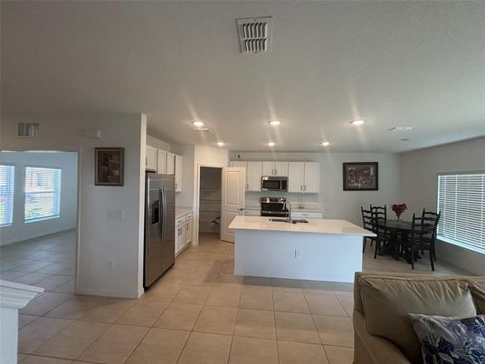 Dining room, Interior, Kitchen, Recessed Lighting, Stainless Steel Appliances