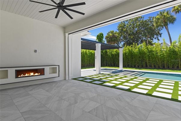 Exterior, Fireplace, Pool