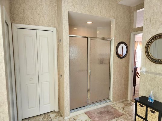 Bathroom, Glass Shower, Interior, Recessed Lighting