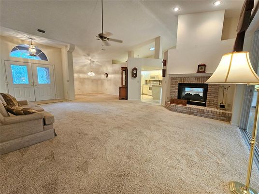 Empty room, Fireplace, Interior, Pendant Lights, Recessed Lighting