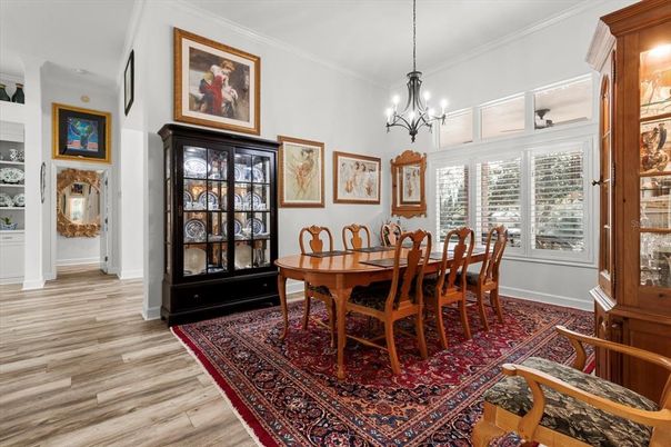 Chandelier, Dining room, Interior, Wood Texture Flooring