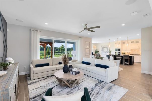 Interior, Kitchen, Living room, Pendant Lights, Recessed Lighting, Wood Texture Flooring