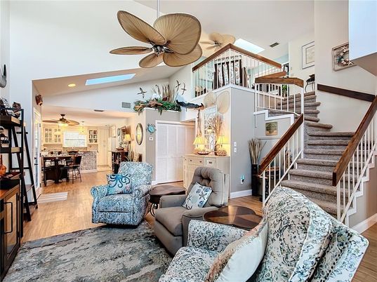 Dining room, Interior, Living room, Recessed Lighting, Wood Texture Flooring