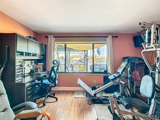 Fitness Equipment, Home Office, Interior, Wood Texture Flooring