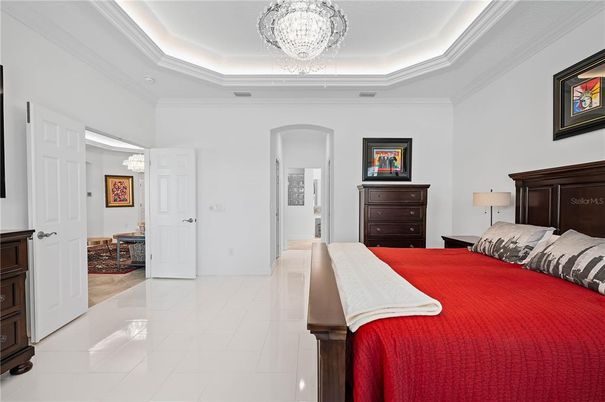 Bedroom, Chandelier, Interior, Recessed Lighting