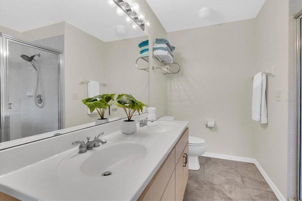 Bathroom, Dual Sink Vanities, Glass Shower, Interior