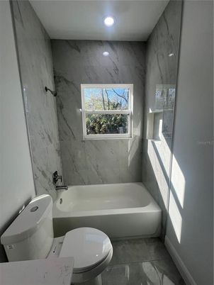 Bathroom, Interior, Marble Walls, Recessed Lighting