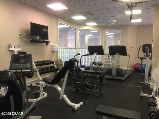 Fitness Equipment, Gym, Interior, Recessed Lighting
