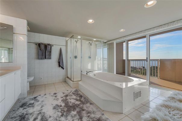 Bathroom, Glass Shower, Interior, Recessed Lighting