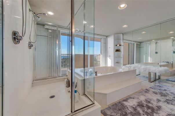 Bathroom, Glass Shower, Interior, Recessed Lighting