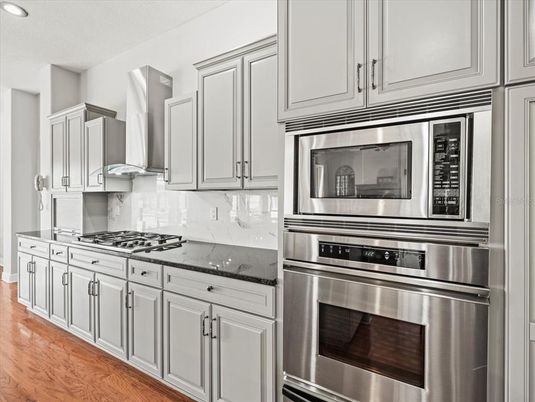 Interior, Kitchen, Stainless Steel Appliances, Wood Texture Flooring