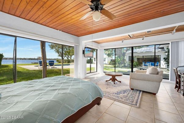Bedroom, Interior, Sun Room, Water, Wooden Ceilings