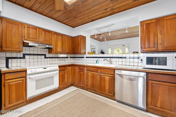 Interior, Kitchen, Stainless Steel Appliances, Wooden Ceilings