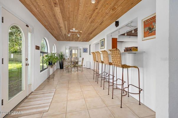 Dining room, Interior, Recessed Lighting, Wooden Ceilings