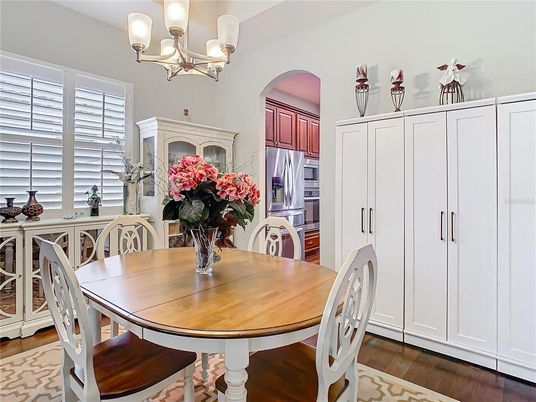 Chandelier, Dining room, Interior, Kitchen, Wood Texture Flooring