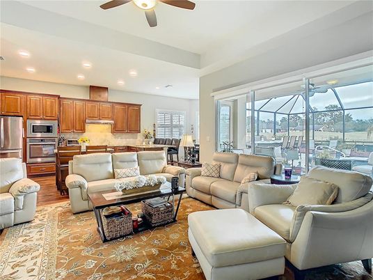 Dining room, Interior, Kitchen, Living room, Recessed Lighting, Stainless Steel Appliances, Wood Texture Flooring