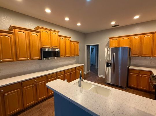 Interior, Kitchen, Recessed Lighting, Wood Texture Flooring
