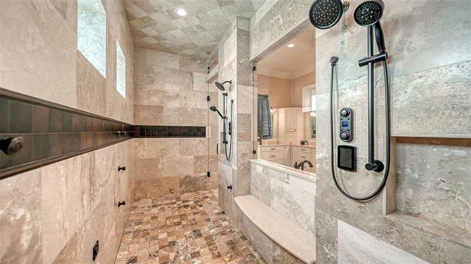 Bathroom, Glass Shower, Interior, Recessed Lighting