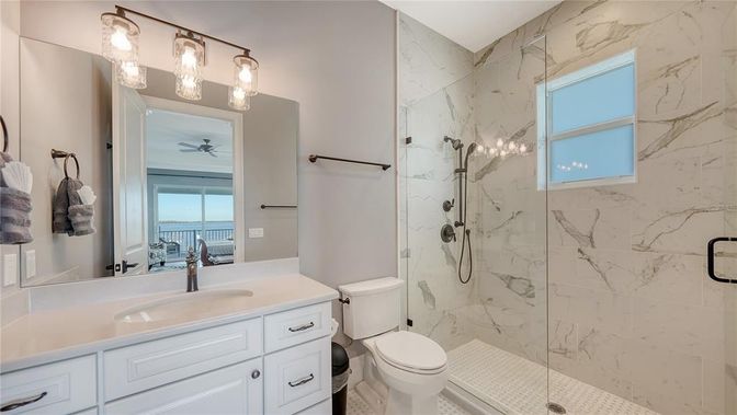 Bathroom, Glass Shower, Interior, Marble Walls