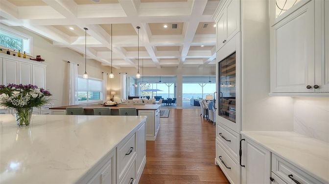 Interior, Kitchen, Pendant Lights, Recessed Lighting, Wood Texture Flooring
