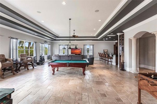 Billiard Table, Fitness Equipment, Game Room, Interior, Pendant Lights, Recessed Lighting