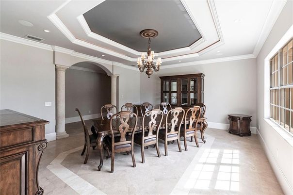 Chandelier, Dining room, Interior, Recessed Lighting