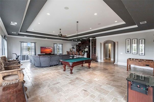 Billiard Table, Game Room, Interior, Recessed Lighting