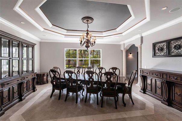Chandelier, Dining room, Interior, Recessed Lighting