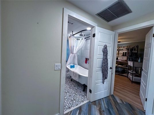 Bathroom, Free Standing Baths, Interior, Wood Texture Flooring