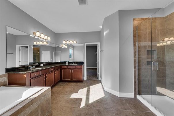 Bathroom, Dual Sink Vanities, Glass Shower, Interior