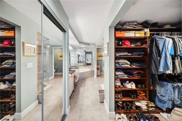 Bathroom, Glass Shower, Interior, Recessed Lighting, Walk-in Closets