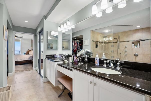 Bathroom, Bedroom, Dual Sink Vanities, Glass Shower, Interior, Recessed Lighting