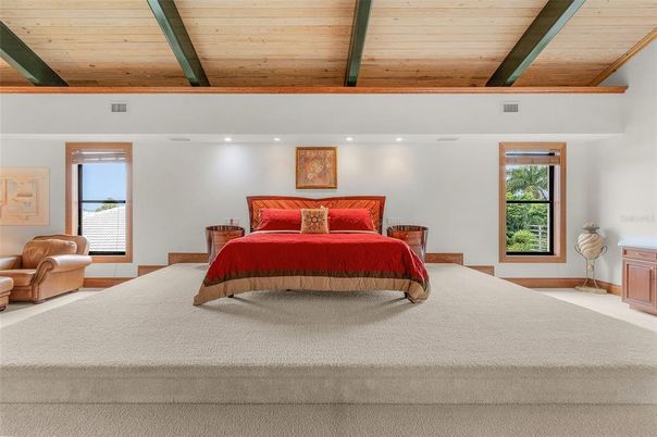 Bedroom, Interior, Recessed Lighting, Wooden Beams, Wooden Ceilings