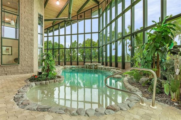 Interior, Pool, Stone Walls, Sun Room, Wooden Ceilings