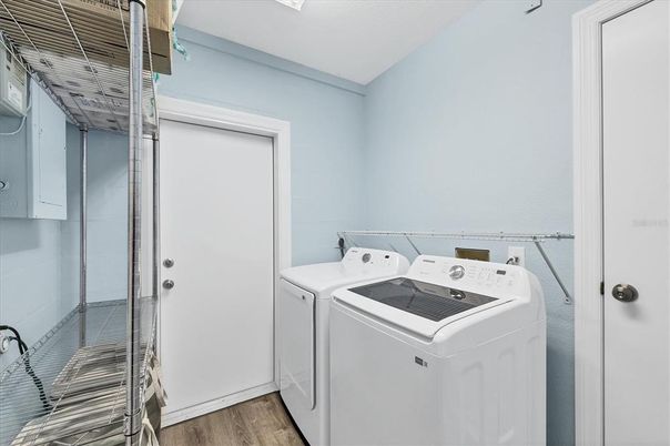 Interior, Washer, Wood Texture Flooring