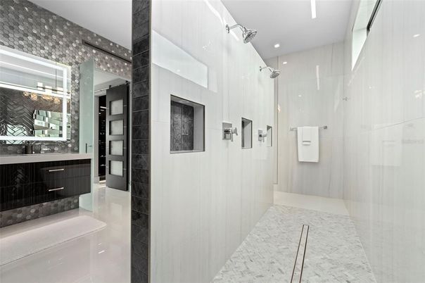 Bathroom, Glass Shower, Interior, Recessed Lighting