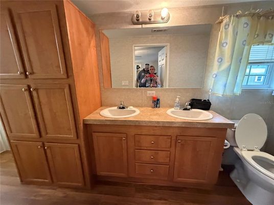 Bathroom, Dual Sink Vanities, Interior, Wood Texture Flooring