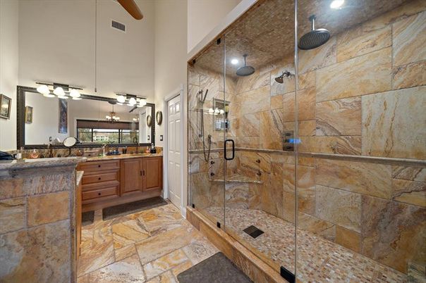 Bathroom, Glass Shower, Interior, Recessed Lighting