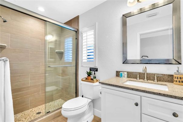 Bathroom, Glass Shower, Interior, Recessed Lighting