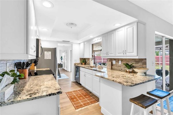 Interior, Kitchen, Recessed Lighting, Wood Texture Flooring