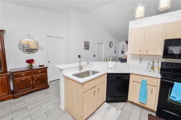 Interior, Kitchen, Pendant Lights, Wood Texture Flooring