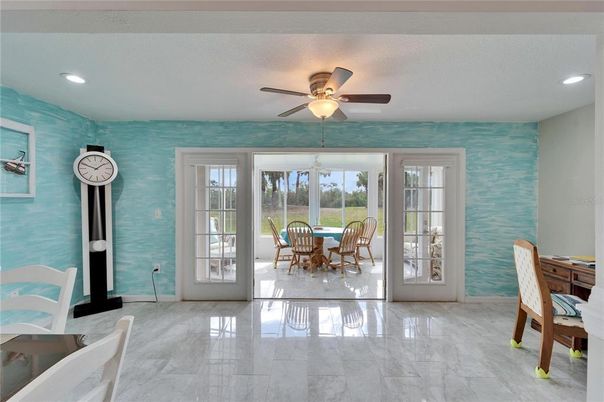 Dining room, Interior, Marble, Recessed Lighting