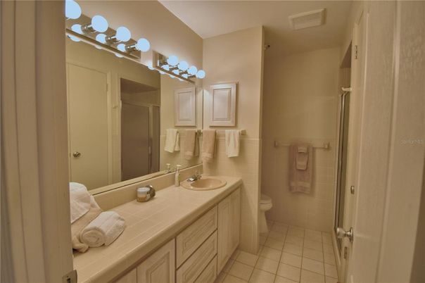 Bathroom, Dual Sink Vanities, Glass Shower, Interior, Tile Countertops
