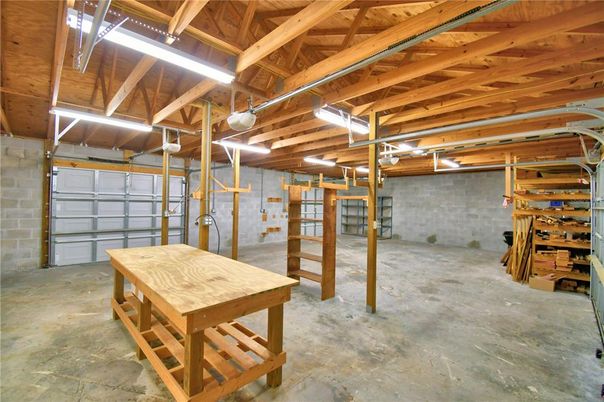 Garage, Interior, Stone Walls, Wooden Beams, Wooden Ceilings